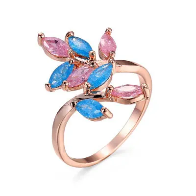 PURE HANDMADE PERSONALIZED SILVER and engrave names seven colored leaves zircon ring custom sterlingsilver | Украшения и