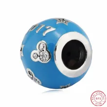 Бусины Desney Clear CZ с голубой эмалью Микки для мышей ' Edition' для женщин ювелирные изделия DIY Fit PANDORA Подвески Серебро 925 FL493