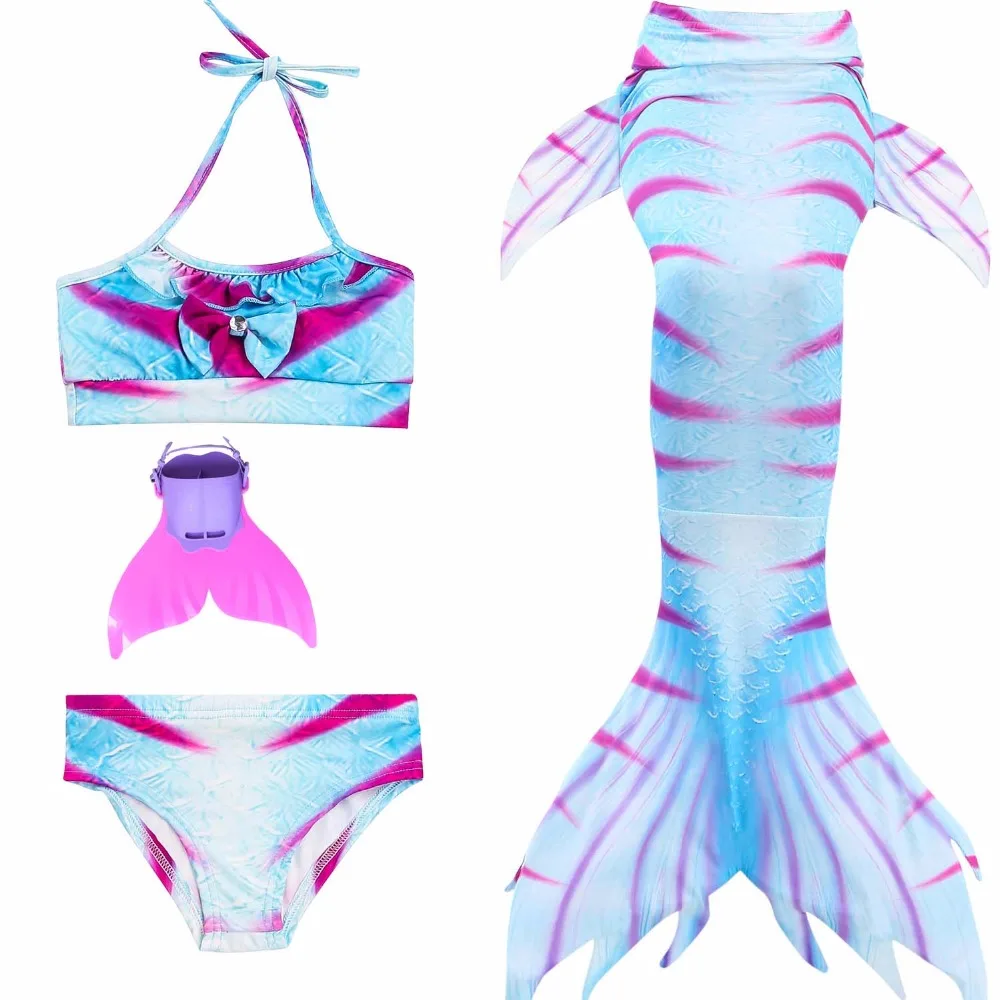 

2018 NEW! 4 Piece Swimsuit Set Girls Swimming Mermaid Tails with Monofin Cosplay Kids Baby Childen Summer Beach Bra Shorts Dres