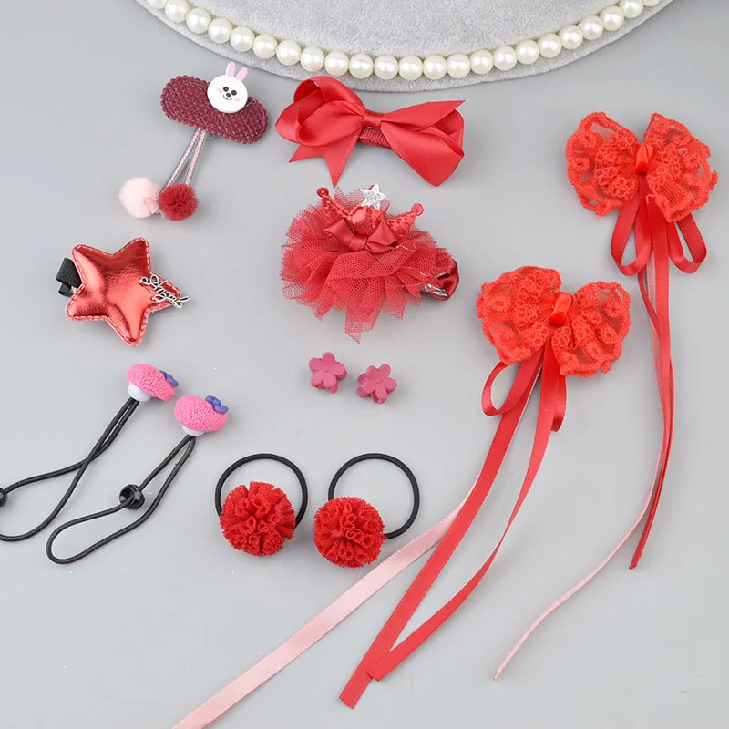 

12 pieces Headwear Set Children Accessories Ribbon Bow Hair clip Hairpins Girls Princess Headdress Crown Cute Rabbit Hair Grip