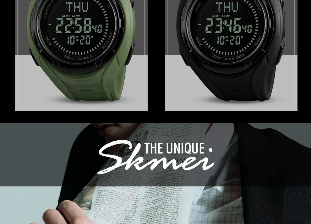 SKMEI для мужчин цифровые часы Будильник Спорт на открытом воздухе часы с компасом Секундомер с остановом водостойкие наручные Relogio Masculino Saati