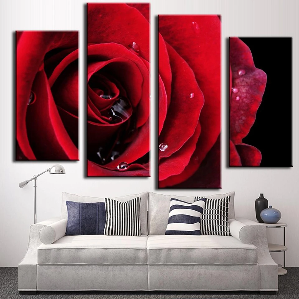 Printed-Oil-Art-Painting-Red-Rose-4-piece-Combined-Canvas-Paintings-gift-Living-room-bedroom-decoration (1)