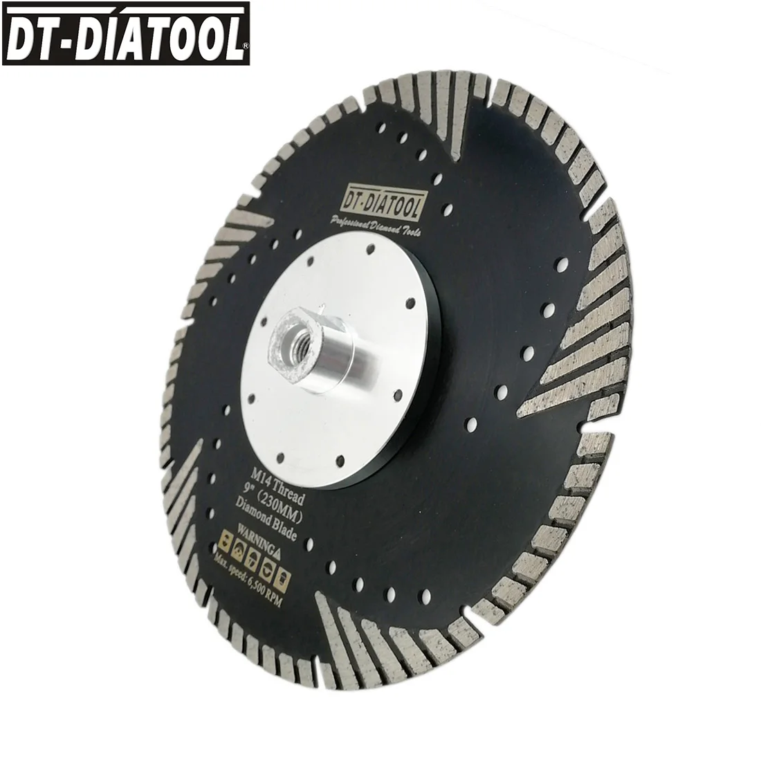 DT-DIATOOL 1pc 230mm/9" Hot Pressed Diamond Blades With Slant Protection Teeth Multi-purpose Cutting Discs With M14 connection