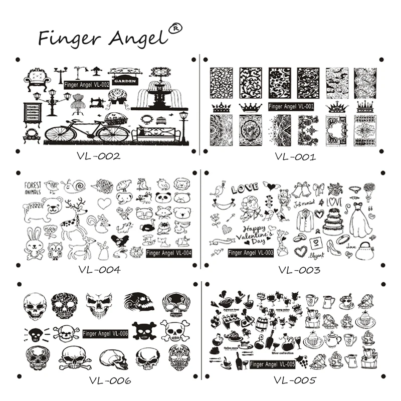 Finger Angel 1 шт. пластины для штамповки ногтей 6*12 см штамп изображения пластины прекрасная Корона бабочки узоры ногти маникюрный шаблон инструмент