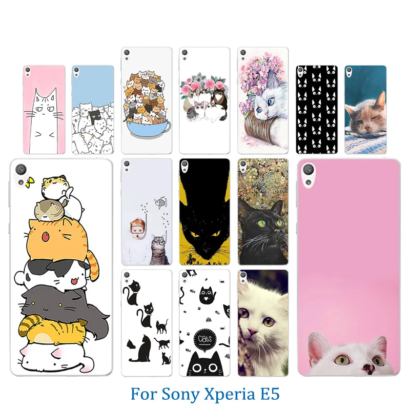 Luck Cat Pattern Soft Silicone Phone Case For Sony Xperia E5 E 5 F3311 F3313 TPU Matte Gel Cover Coque |
