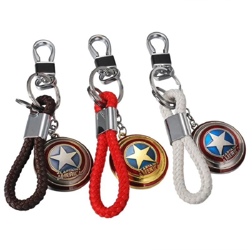 

The Avengers Captain America Key Chain Shield Leather Key Rings For Gift Chaveiro Car Keychain Jewelry Key Holder Souvenir