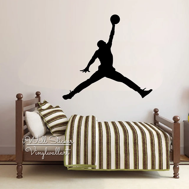 Michael Jordan Wall Decal Jumpman Sticker Boys Room Basketball Michael Jordan Wall Decal Jumpman Sticker Boys Room Basketball Removable Sports Modern