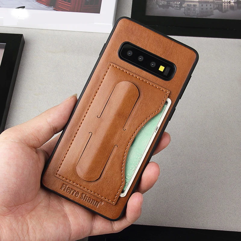 

LANGSIDI For Samsung S10 S10plus S10E Mobile phone case multi-function bracket case Retro multi-card phone case Anti-fall