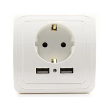 ЕС Стандартный 16A 250V Dual USB Автомобильное зарядное устройство Порты и разъёмы 1500mA/2000mA стены Зарядное устройство адаптер ЕС розетка Usb Мощность выход Панель