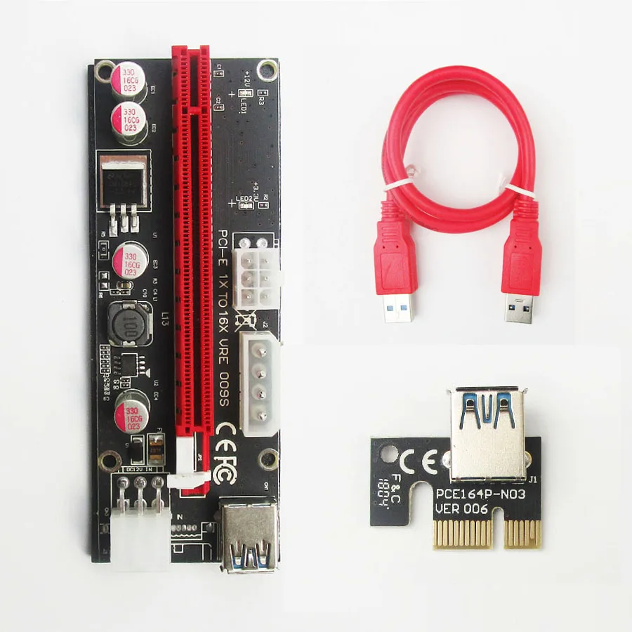 009 S PCIe Riser 1x к 16x Графика расширение для GPU добыча Powered стояка адаптера 60 см Кабель USB