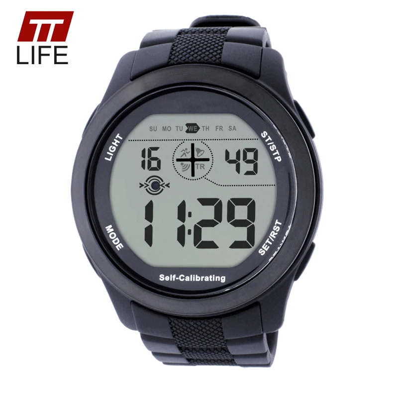 

TTLIFE Mens Sports Watch Digital Waterproof 100m Self Calibrating Silicone Strap Multifunction Swim Outdoor Wristwatch for Men