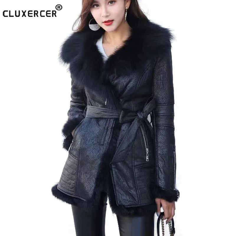 New 2017 Big Real fox Fur Collar Women Suede Jacket Thick