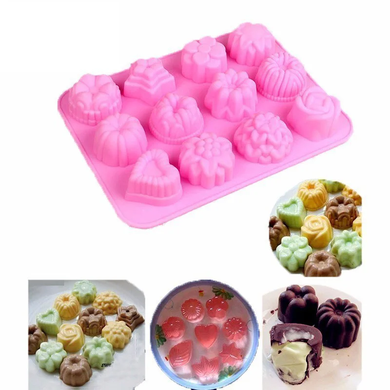 

Silicone Fondant Cake Mold 12 Lattices Flower Pudding Baking Tools For Cakes Chocolate Mold Cake Decorating Tools Bakeware