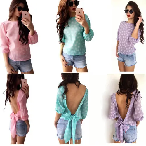 UK Fashion Women Long Sleeve Tops Summer Beach Casual