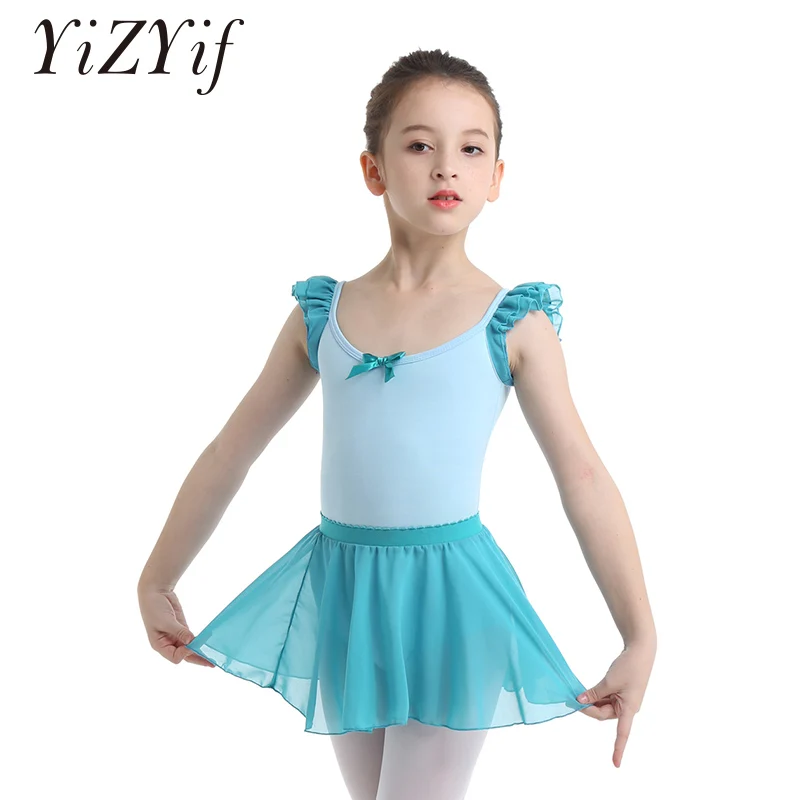 YiZYiF Girls Ballet Leotard Dance Dress U shaped Neckline Gymnastics