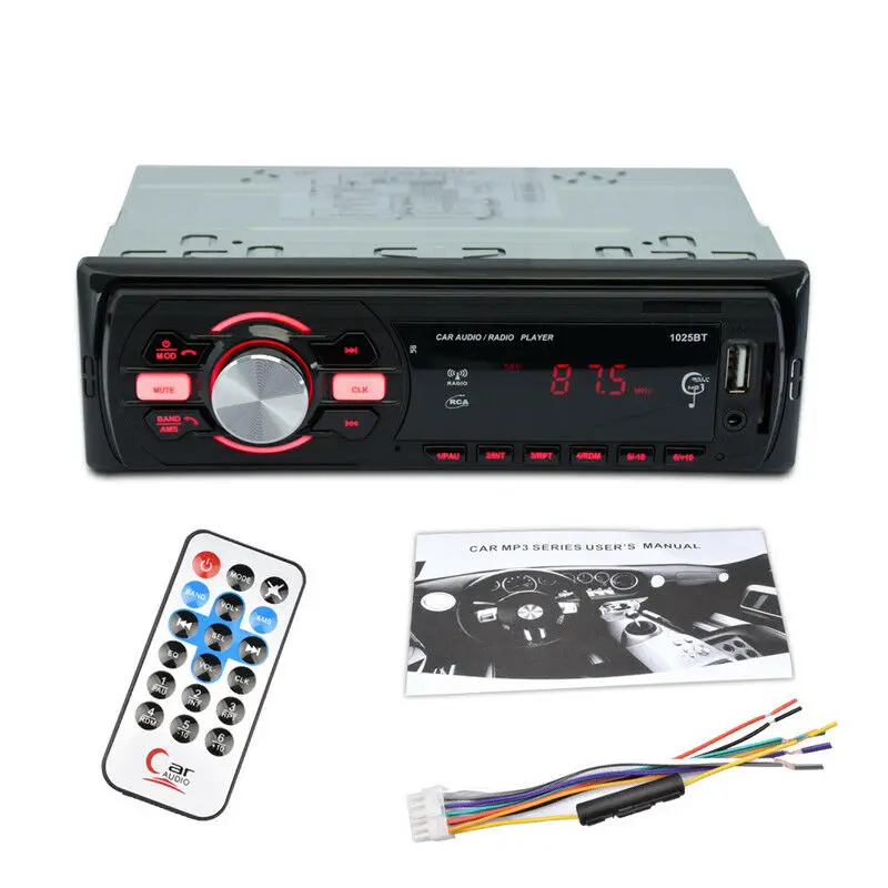 Автомагнитола 1 Din AM/FM автомобильная аудиосистема стерео Bluetooth MP3 плеер Aux вход
