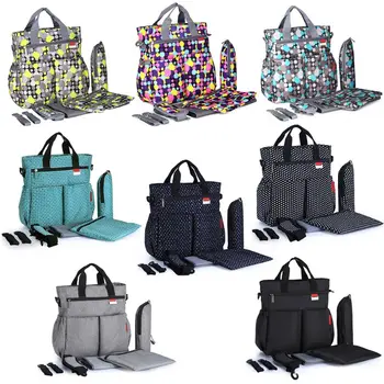 

1Set Mummy Diaper Handbag Large Capacity Maternity Nappy Baby Travel Tote Shoulder Bag with Changing Pad Stroller Straps
