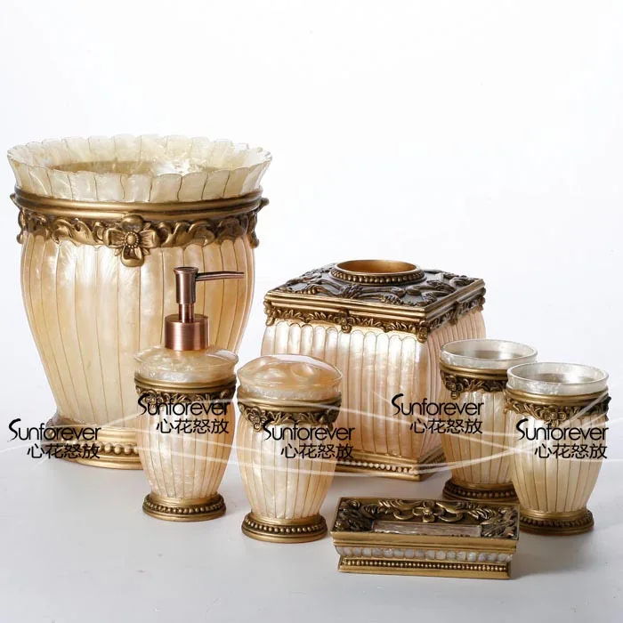 European and American style creative bathroom toothbrush holder cup wash suite soap box towel tube Luo Mami |
