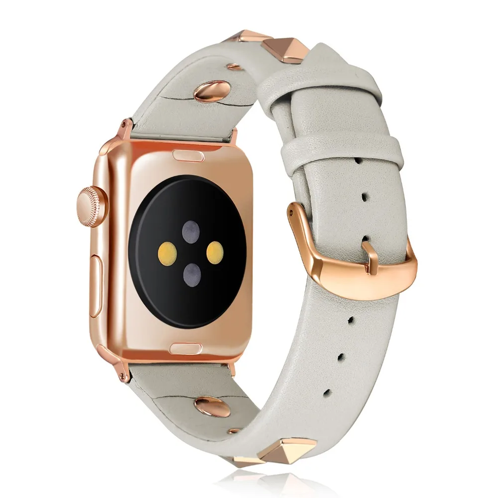 URVOI Шипованный ремешок для apple watch series 5 4 3 2 1 Swift кожаный ремешок rockstud для iWatch наручные часы в стиле панк ручной работы дизайн