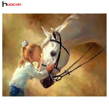 

HUACAN Diamond Painting Cross Stitch Horse Full Diamond Mosaic Embroidery Animal 5D Crystal Home Decorative Diy Kit
