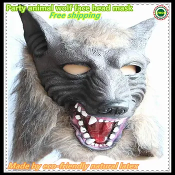 

Free shipping Halloween Creepy Gray Werewolf Wolf Mask Fancy Dress Party Prop Cosplay Animal Head Mask Costume Toys
