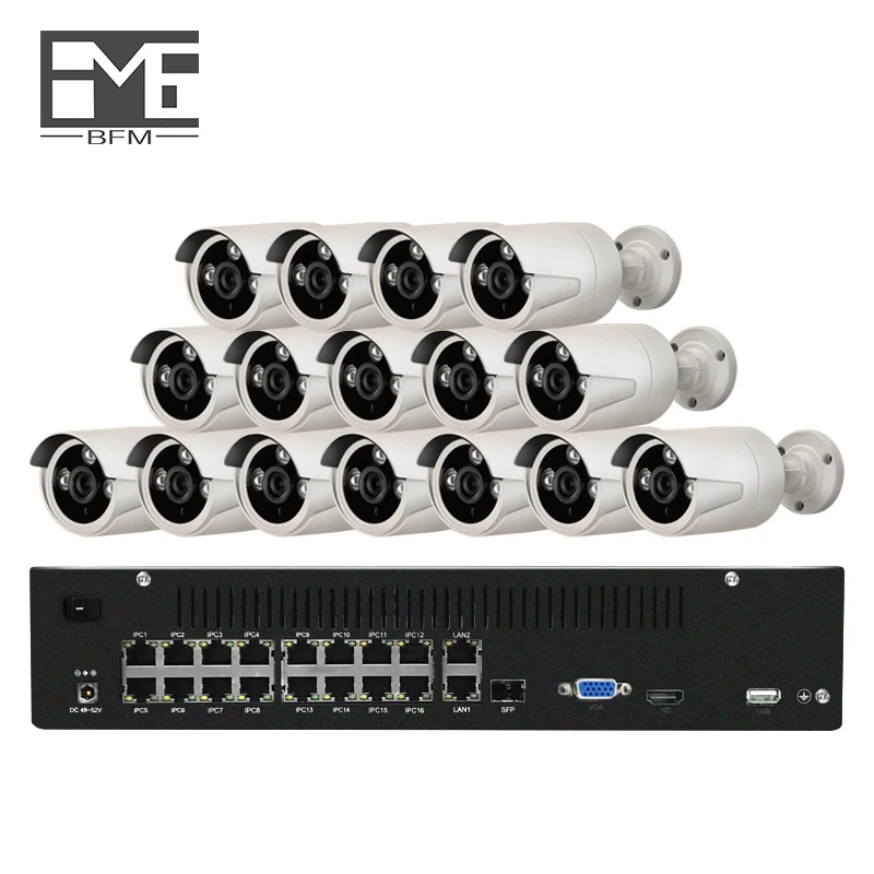 

BFMore 16CH H.265 5.0MP Cameras System 16CH POE NVR Surveillance Kit Outdoor Security Waterproof Onrif 2.4 CCTV Set