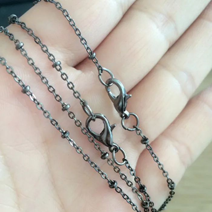 

100pcs/lot 2mmX3mm Gunmetal bead chain with lobster clasp Necklace Chain Jewelry Chain