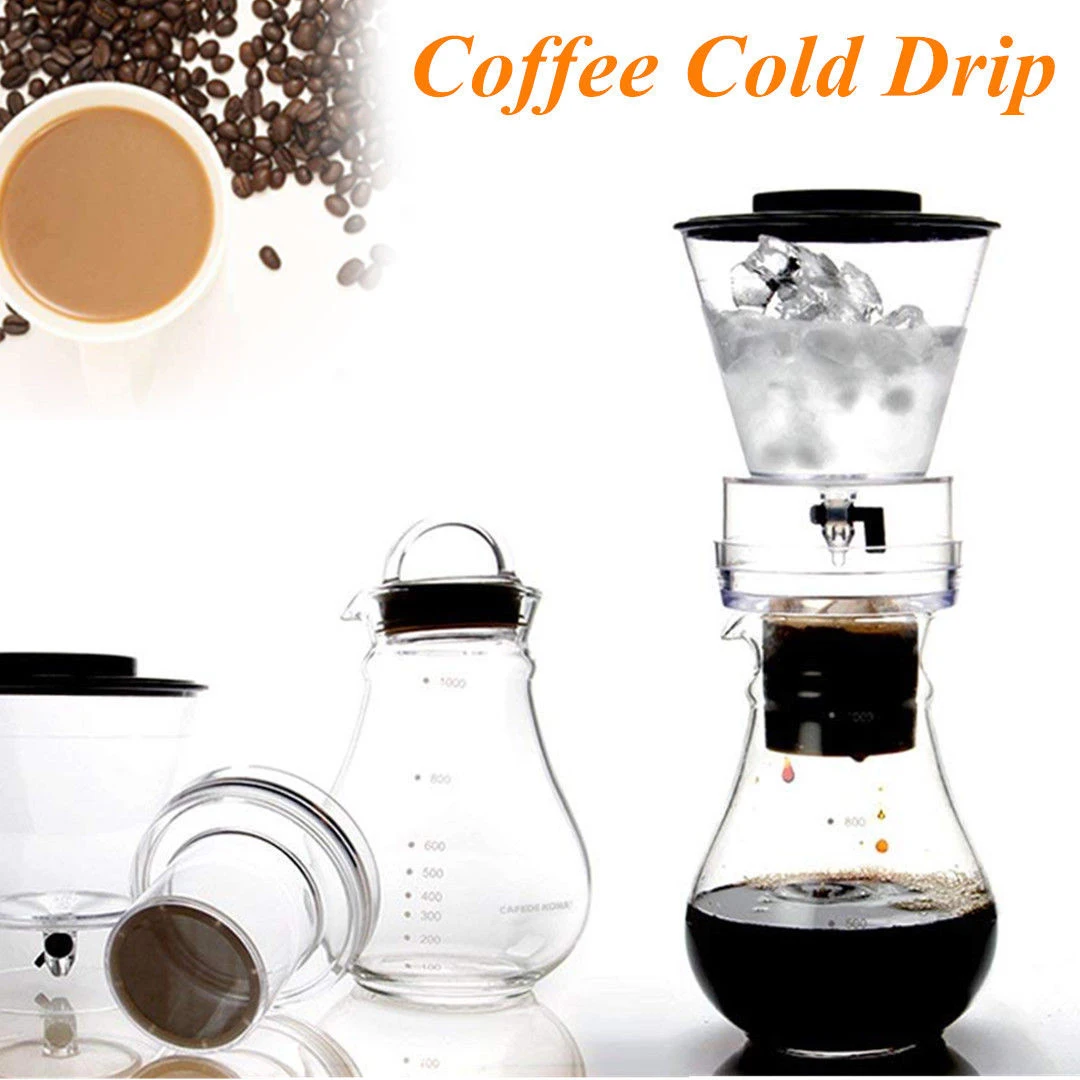 Glass Cold Ice Water Drip Coffee Maker Brew Pot Dripper Coffeemaker 800Ml