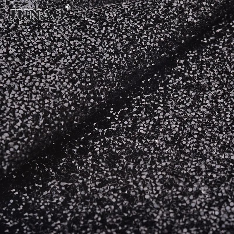JUNAO 24x40 см черный самоклеющийся смолы Стразы на сетчатой основе ткань кристалл аппликация из страз обвязка Алмазный лист ремесла