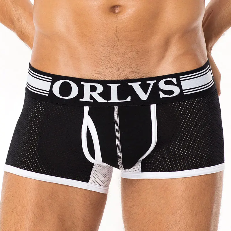 ORLVS боксеры мужское нижнее белье сексуальное Сетчатое мужские трусы Cueca