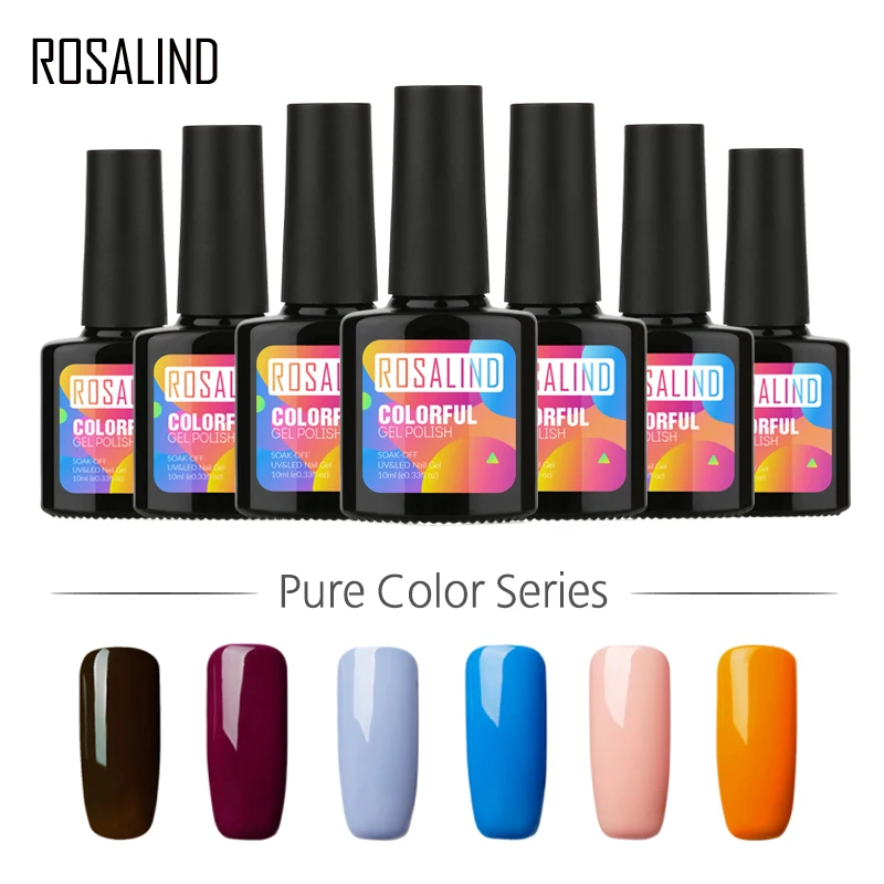 

ROSALIND 10ML Nail Polish Solid Color Series UV Gel Nail Polish Soak off Nail Varnish Semi Vernis Permanent gel Lacquer