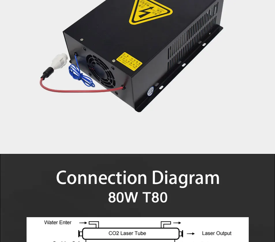 CO2 лазерный 80 Вт Питание HY-T80 для CO2 лазерный станок для гравировки и резки