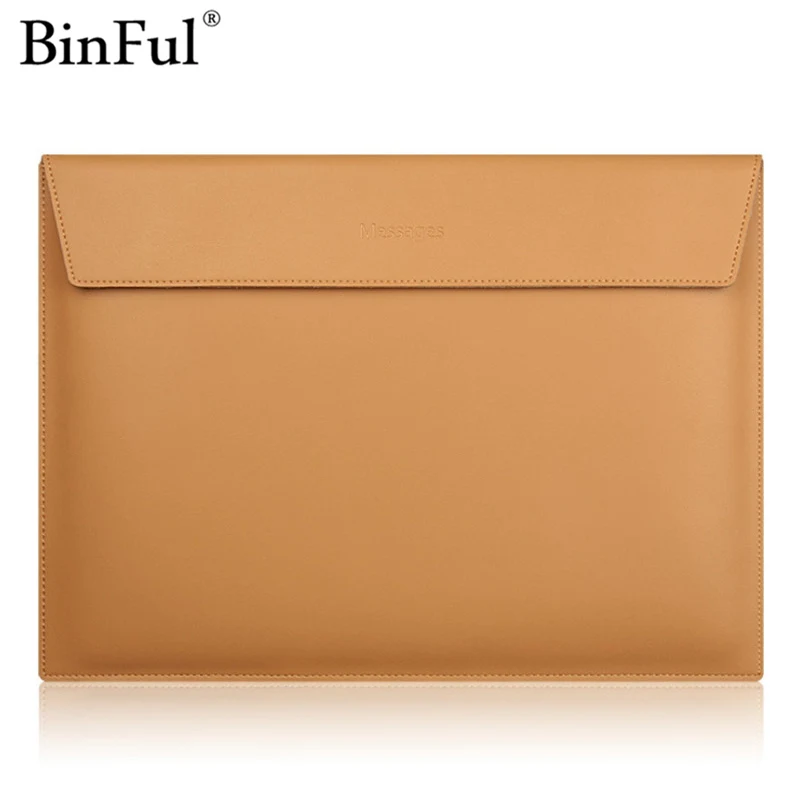 

BinFul New Arrival Laptop Sleeve 11 12 13 15 Inch for Macbook 12 Genuine Leather Computer Bag 13 Waterproof Bag Women Men Bags