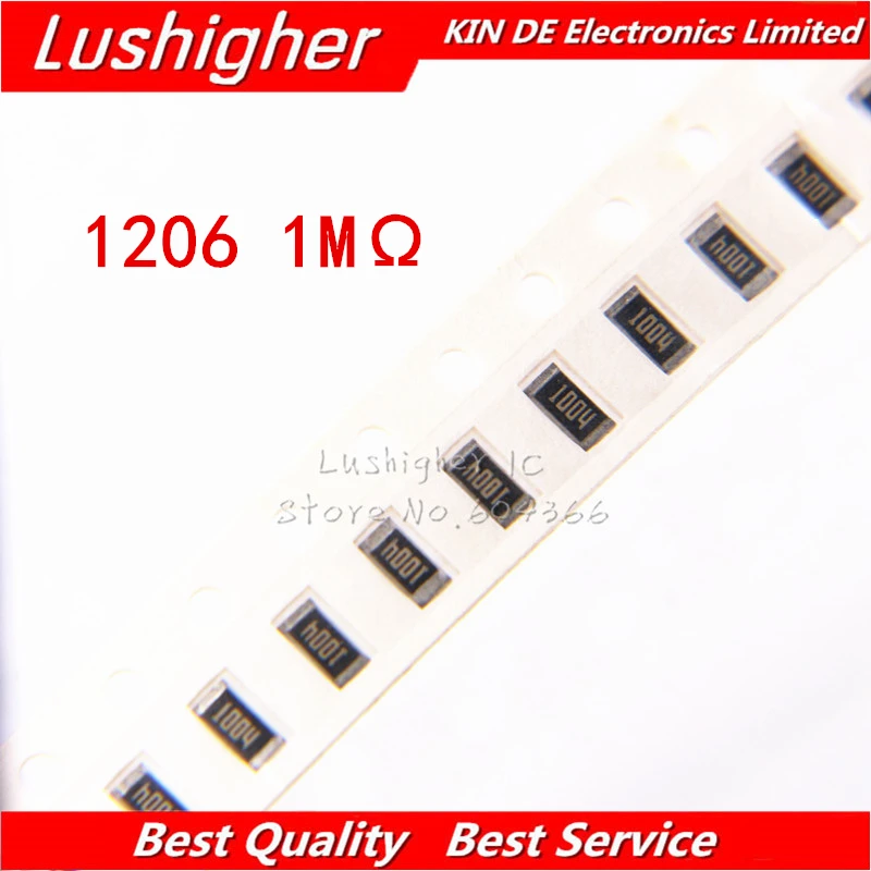 100 шт. 1206 SMD резистор 1% 1 м ом 1004 1,0 ком