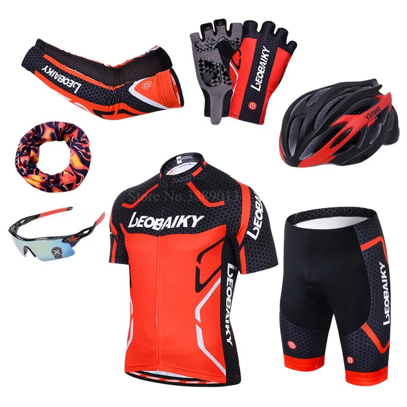 

LEOBAIKY Brand Team Pro Cycling Jersey Shorts Set Padded Silicone Bike Clothes Men Summer Riding Cycle Clothing Mtb Bicycle Wear