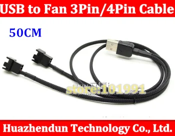 

5pcs USB A male to Dual Fan 3-Pin 3pin /4-Pin 4pin Adapter Cable with net for 5V 50CM Free shipping