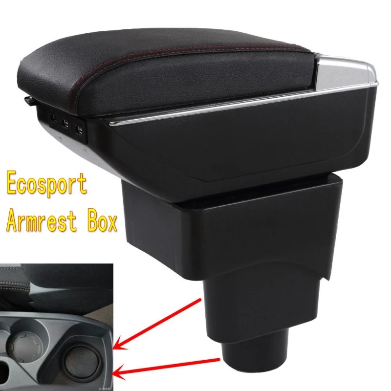 Подлокотник для Ecosport, коробка для хранения, центральный магазин, коробка для хранения, подлокотник, коробка с подстаканником, пепельница, USB интерфейс, 2002