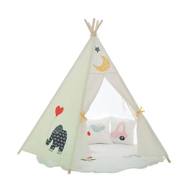Lovely cartoon kid play tent embroidering cotton canvas kids teepee ... Lovely cartoon kid play tent embroidering cotton canvas kids teepee ...