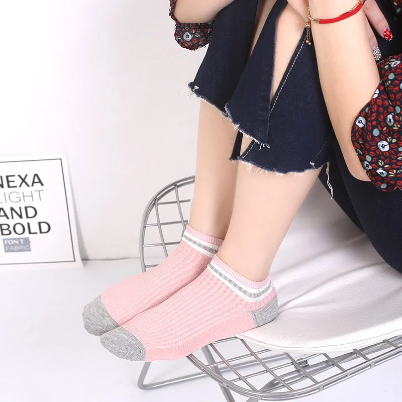 Women Summer Solid Striped Splice Style Socks Summer Thin Cheap Ankle Seamless Breathable Women