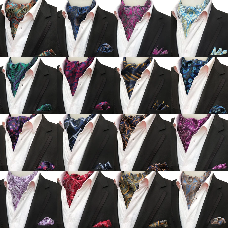 MENDENG Mens 4 Tie and Pocket Square Sets Silk Necktie Handkerchief Wedding MENDENG Mens 4 Tie and Pocket Square Sets Silk Necktie Handkerchief Wedding