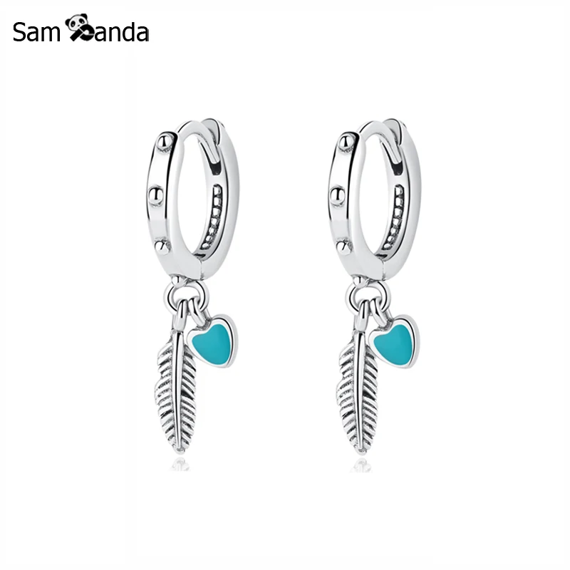 

New Original 100% 925 Sterling Silver Drop Earrings Spiritual Feathers Earring Bohemian For Women Wedding Gift Jewelry