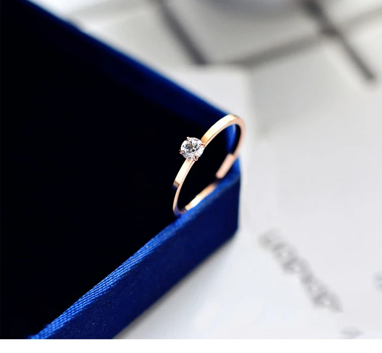 Yun ruo Модные Простые Циркон Обручальное кольцо пара Роуз золотистого цвета женский подарок на день рождения Титан Сталь ювелирные изделия никогда не увядает