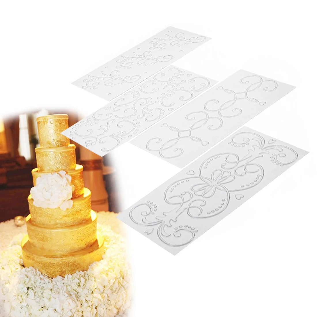 

Cake Tools 1PC Plastic Cake Mold Transparent Texture Border Mat 3D Mold Kitchen Pastry DIY Chocolate Stencils Sugarcraft