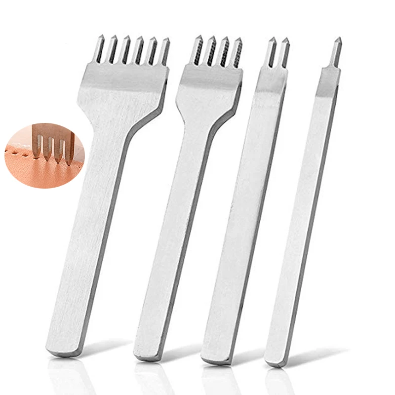

4pcs DIY Leather Tools Handmade Sewing Leather Craft Tools 1/2/4/6 Hole Punches Lacing Stitching Tool For Leather Belt Bag