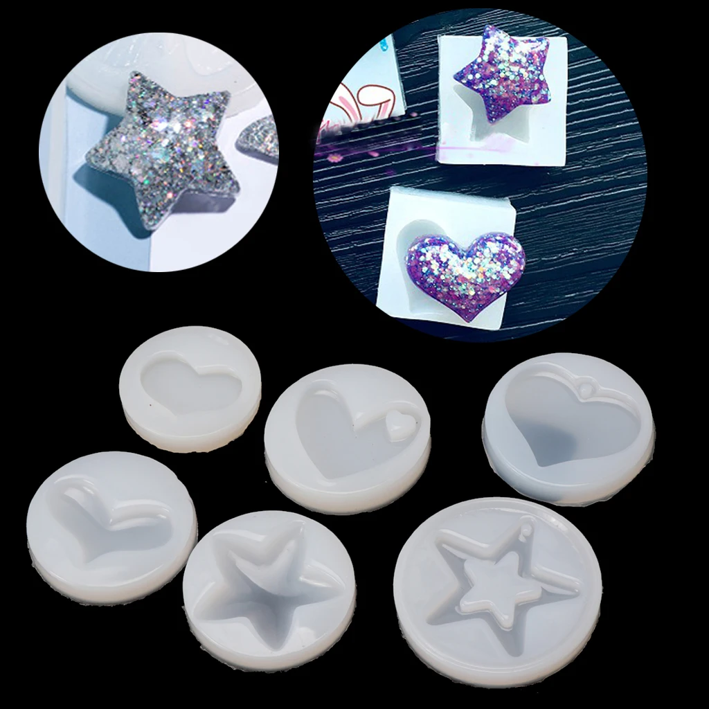 Heart Star Shape Jewelry Mold Silicone Epoxy Resin Casting Pendant