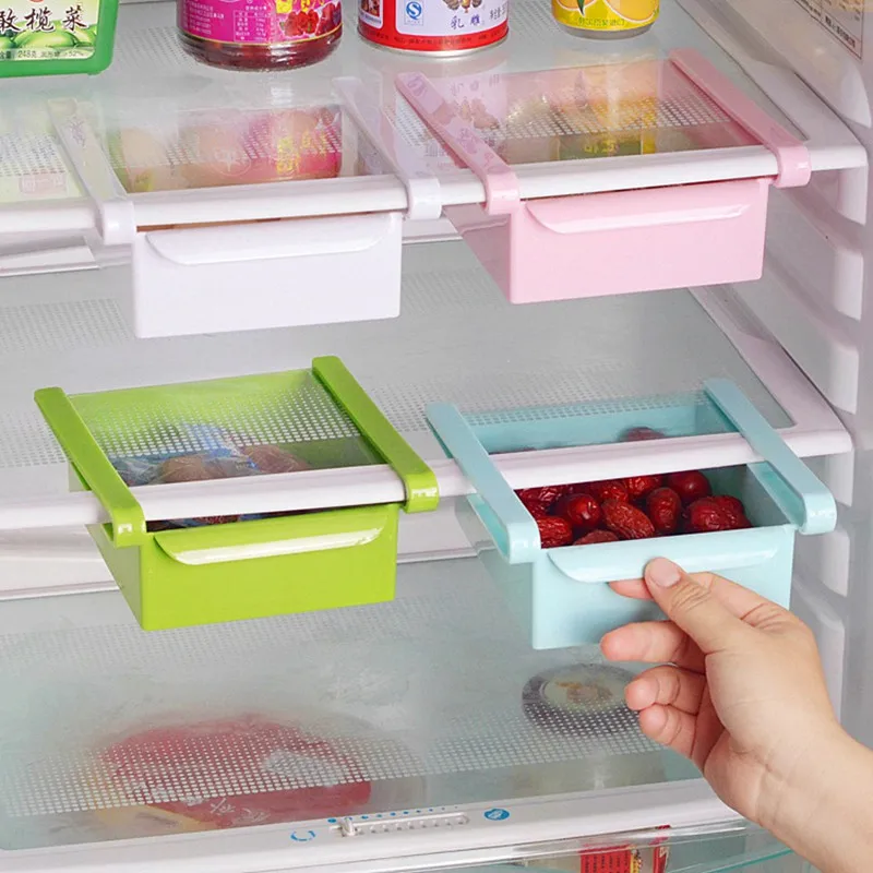 1 шт. креативный выдвижной ящик коробки для хранения пластиковый рефрижератор шкаф для хранения полка холодильника с морозильной камерой
