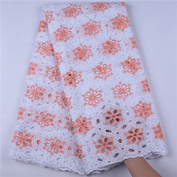 Pure Cotton African Dry Lace Fabric With Stones High Quality Nigerian Lace Fabric Swiss Voile Lace In Switzerland In Party A1654 - Цвет: As picture