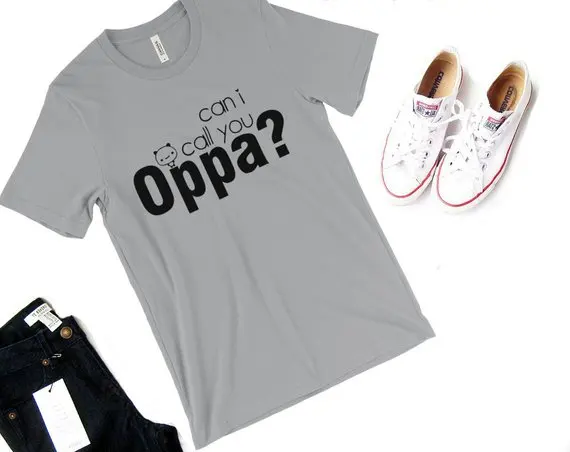 

Can I Call You Oppa tshirt Girls fashion short sleeve crewneck unisex tees aesthetic kpop letter print korean t shirt graphic
