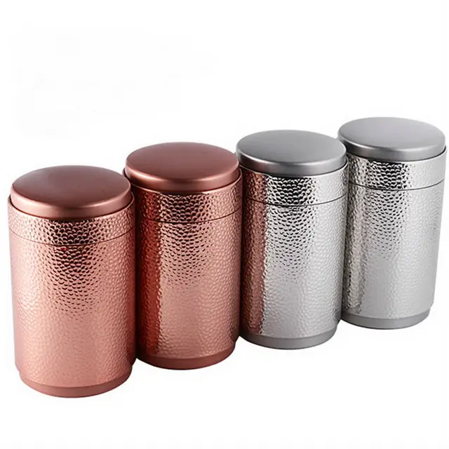 Pitting Metal Canister Tea Caddy Tin Jar Coffee Can Kitchen Pitting Metal Canister Tea Caddy Tin Jar Coffee Can Kitchen Storage Container Silver 85 X