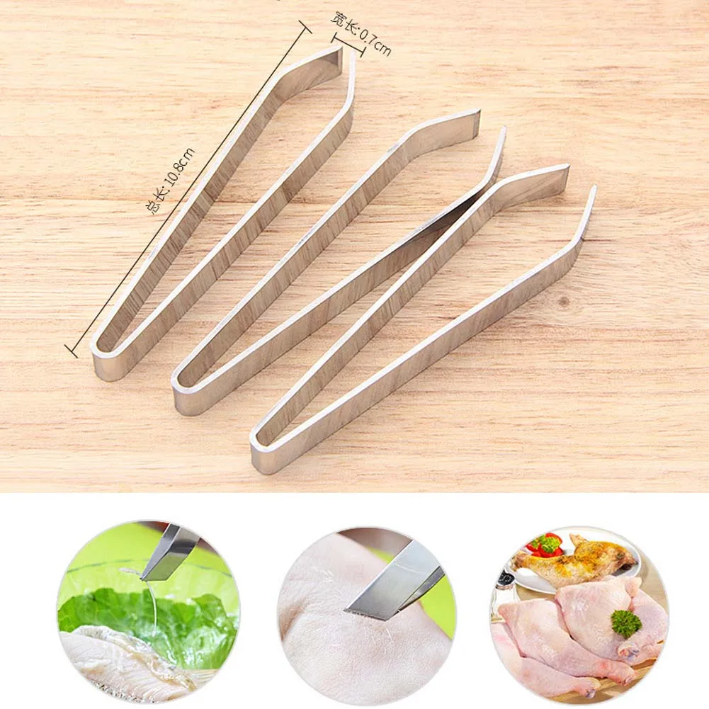 

Feathers Pig Hair Clip Folder Fish Bone Forceps Stainless Steel Flat Head Defeatherer Kitchen Tool